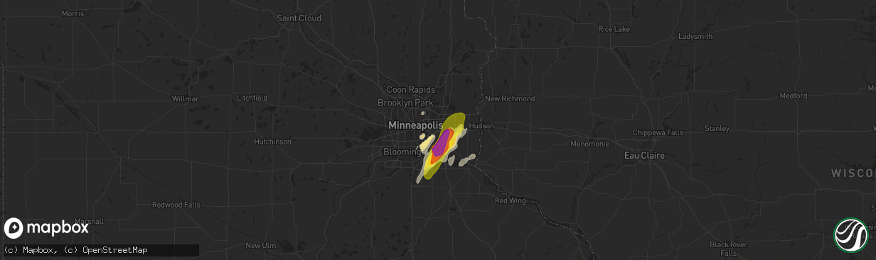 Hail map in Saint Paul, MN on March 10, 2021