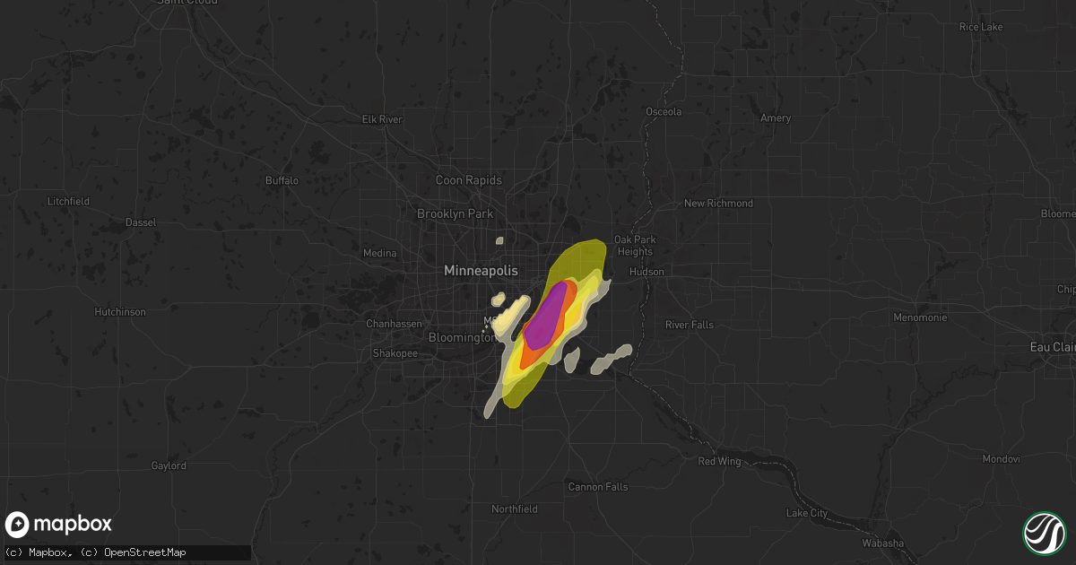 Hail map in Saint Paul, MN on March 10, 2021
