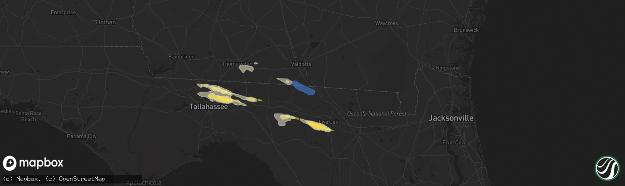 Hail map in Jennings, FL on March 10, 2023