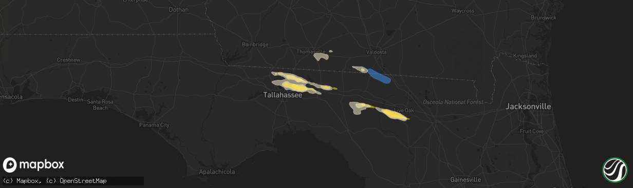 Hail map in Monticello, FL on March 10, 2023
