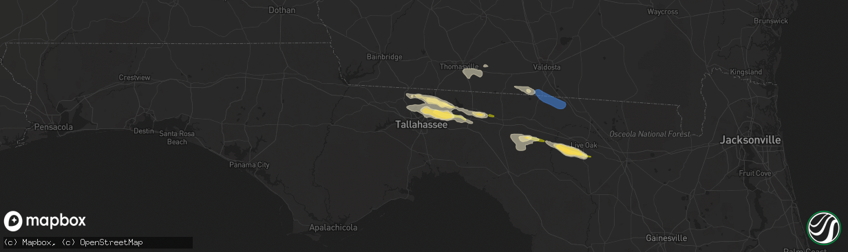 Hail map in Tallahassee, FL on March 10, 2023