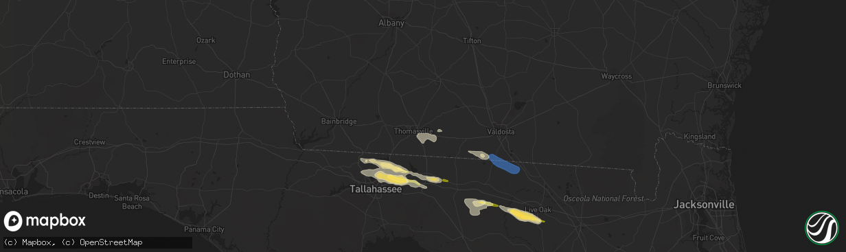 Hail map in Thomasville, GA on March 10, 2023