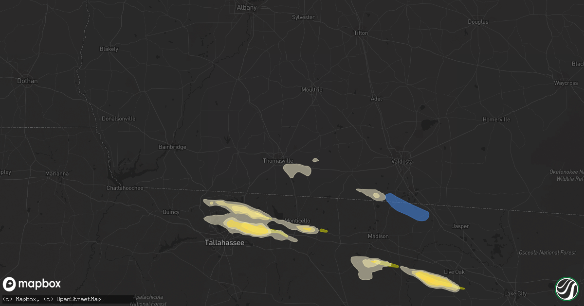 Hail map in Thomasville, GA on March 10, 2023