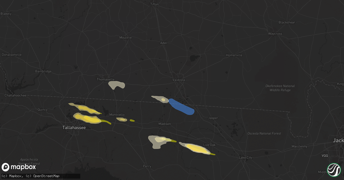 Hail map in Valdosta, GA on March 10, 2023
