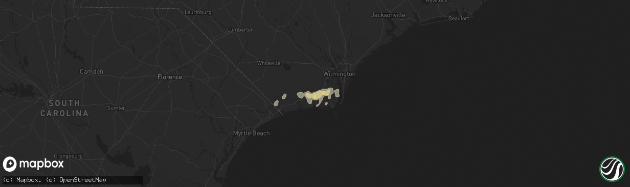 Hail map in Bolivia, NC on March 10, 2025