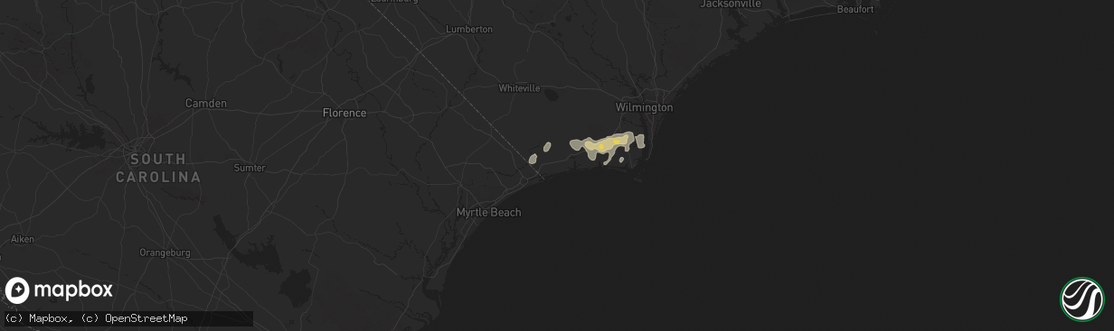 Hail map in Ocean Isle Beach, NC on March 10, 2025