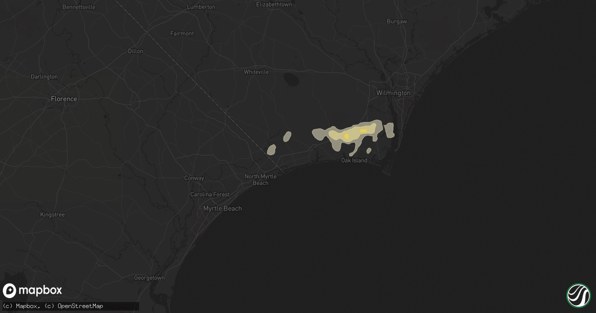 Hail map in Ocean Isle Beach, NC on March 10, 2025