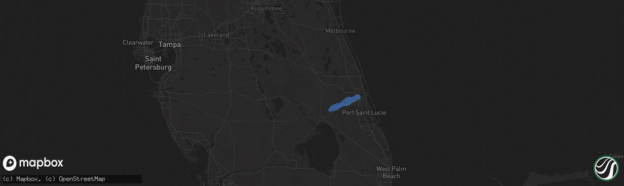 Hail map in Okeechobee, FL on March 10, 2025