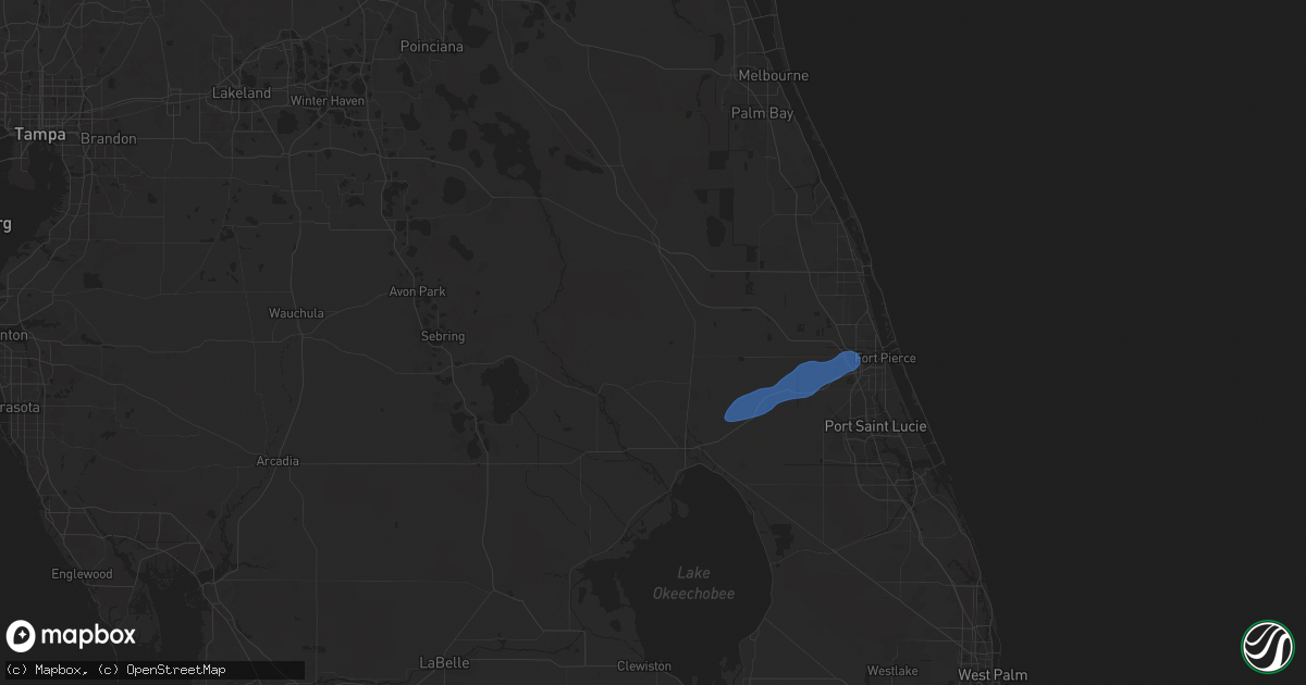 Hail map in Okeechobee, FL on March 10, 2025