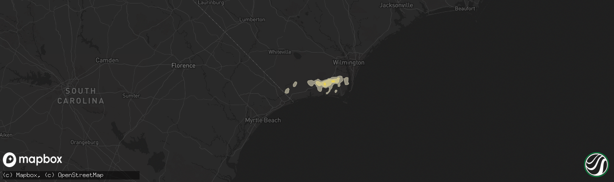 Hail map in Shallotte, NC on March 10, 2025