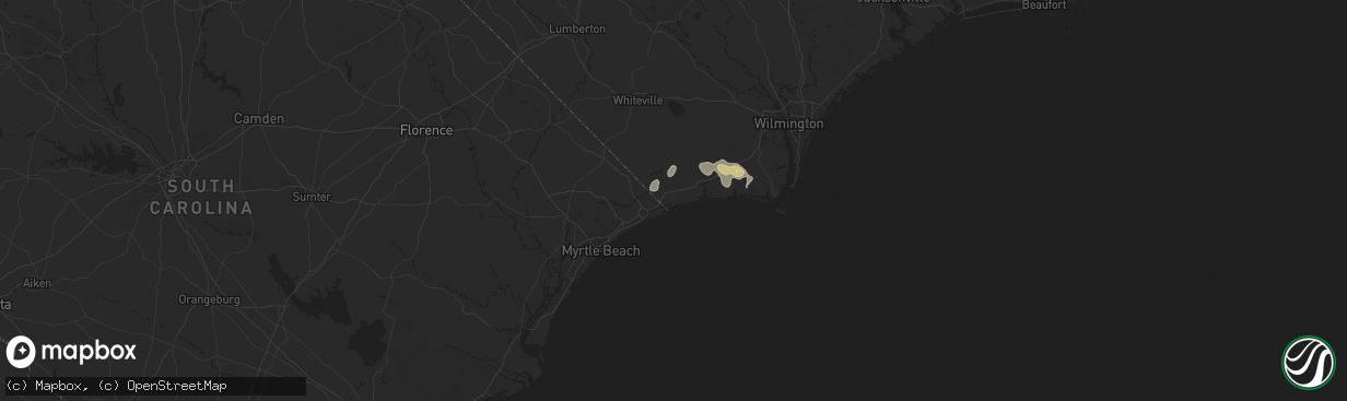 Hail map in Sunset Beach, NC on March 10, 2025