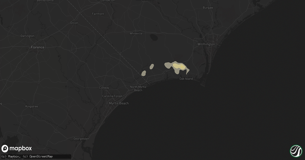Hail map in Sunset Beach, NC on March 10, 2025