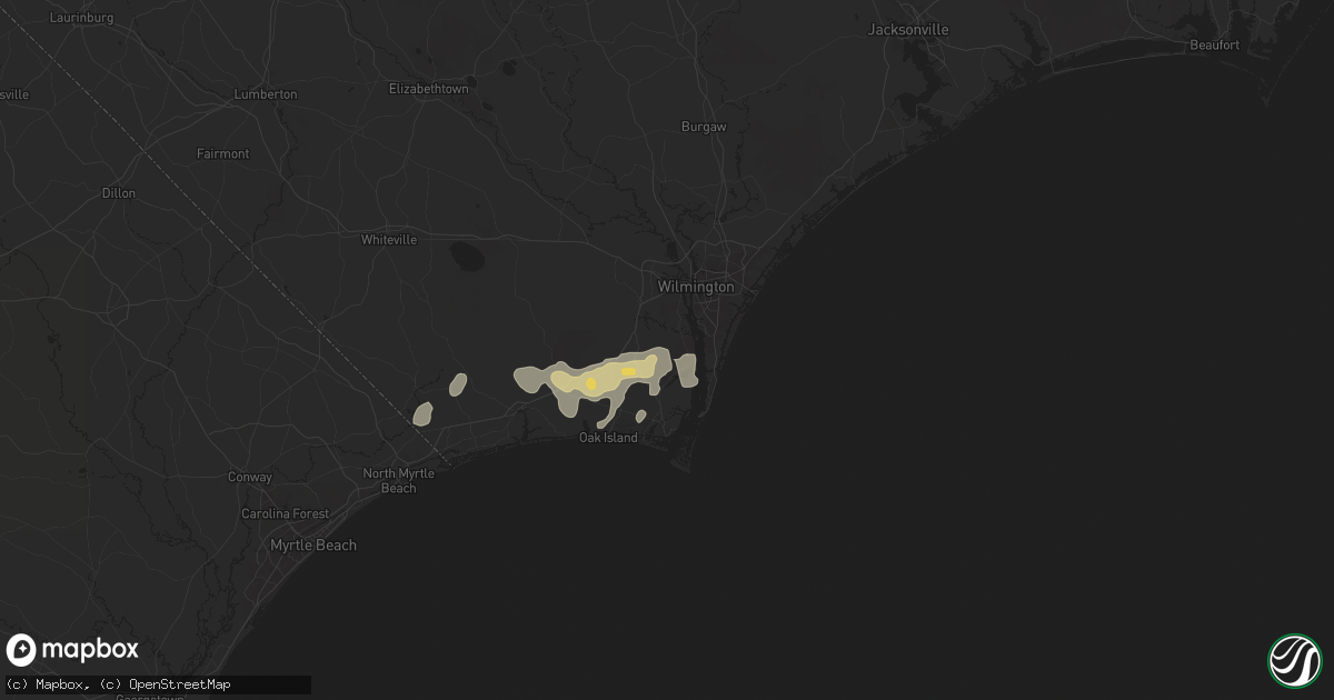 Hail map in Winnabow, NC on March 10, 2025