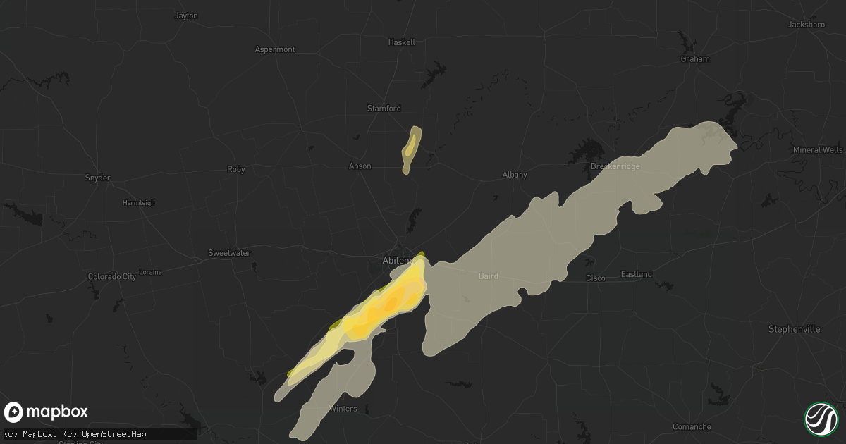 Hail map in Abilene, TX on March 10, 2026