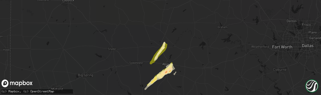 Hail map in Anson, TX on March 10, 2026