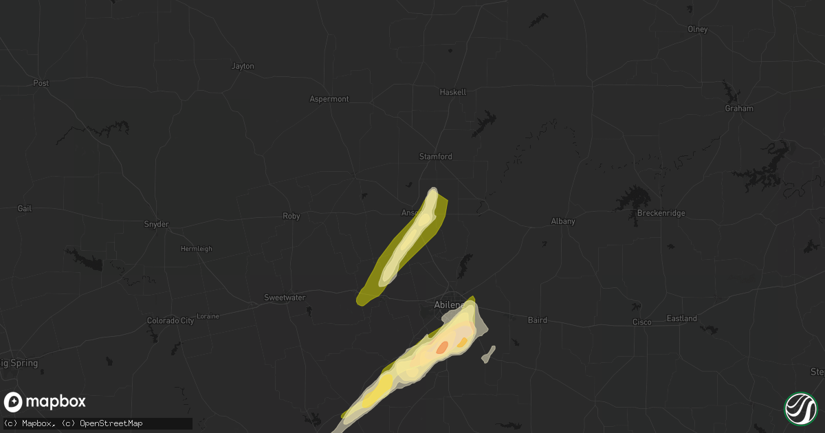 Hail map in Anson, TX on March 10, 2026
