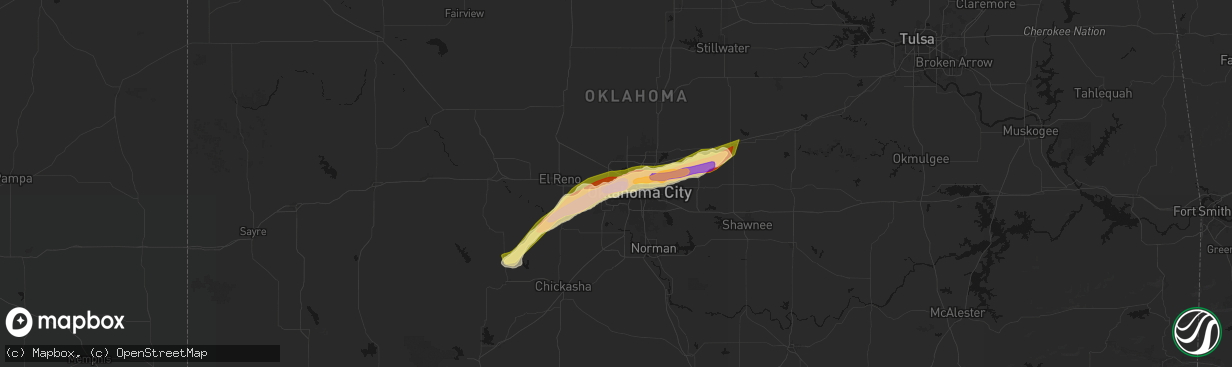 Hail map in Bethany, OK on March 10, 2026