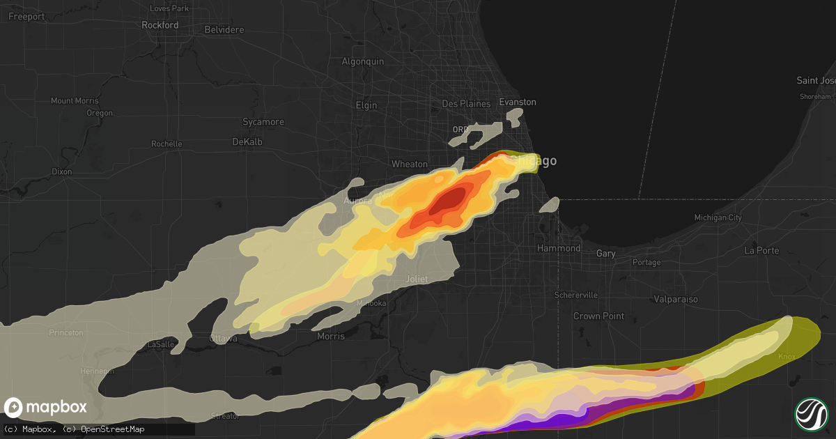 Hail map in Bolingbrook, IL on March 10, 2026