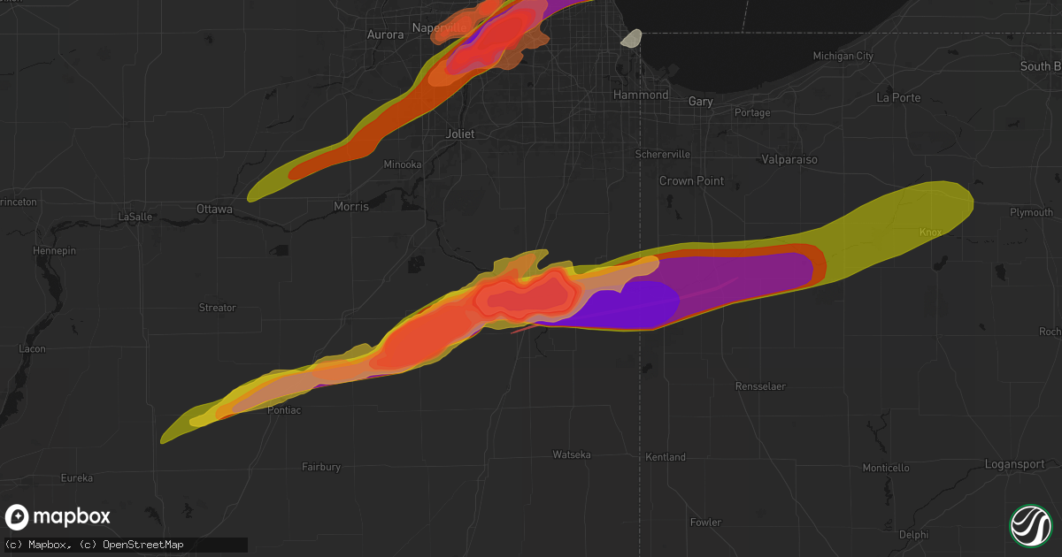 Hail map in Bourbonnais, IL on March 10, 2026
