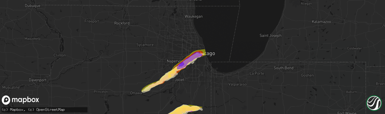 Hail map in Brookfield, IL on March 10, 2026