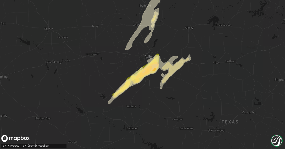 Hail map in Buffalo Gap, TX on March 10, 2026