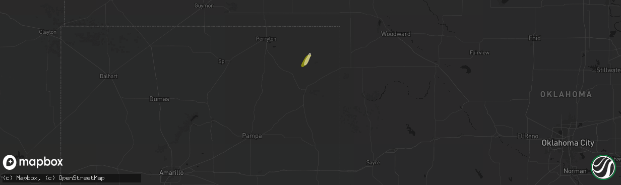 Hail map in Canadian, TX on March 10, 2026
