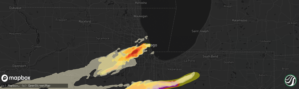 Hail map in Chicago, IL on March 10, 2026