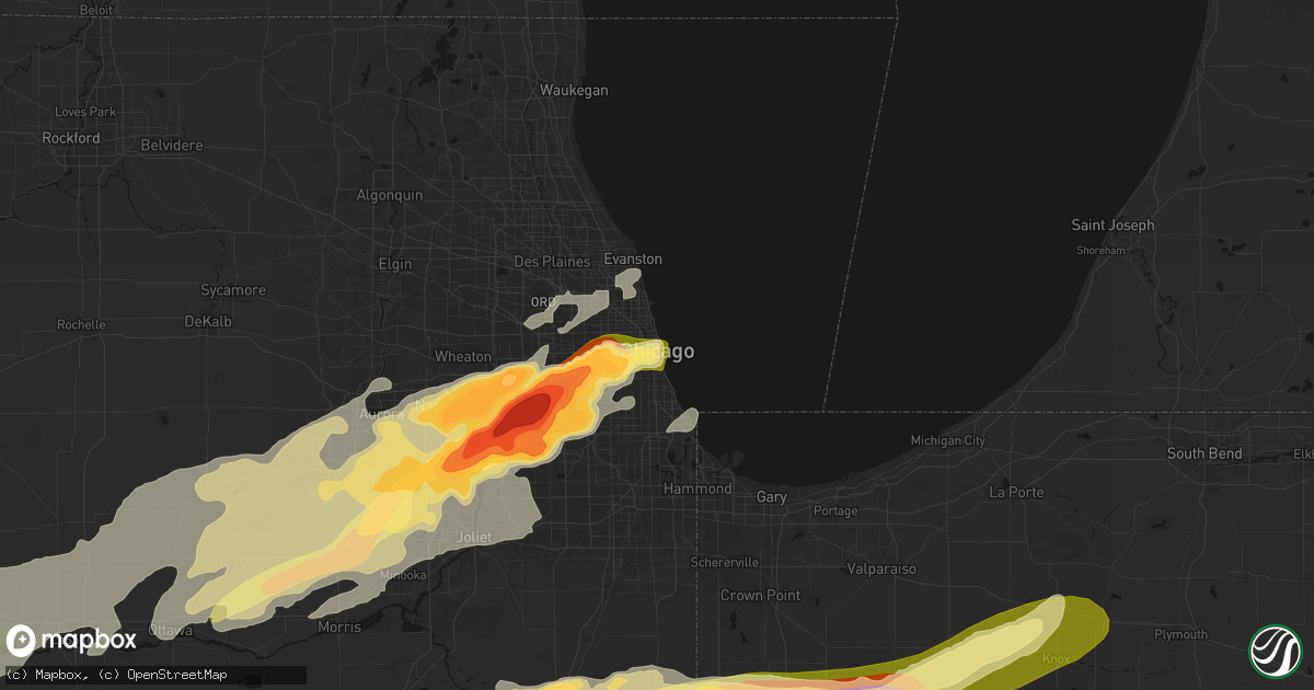Hail map in Chicago, IL on March 10, 2026