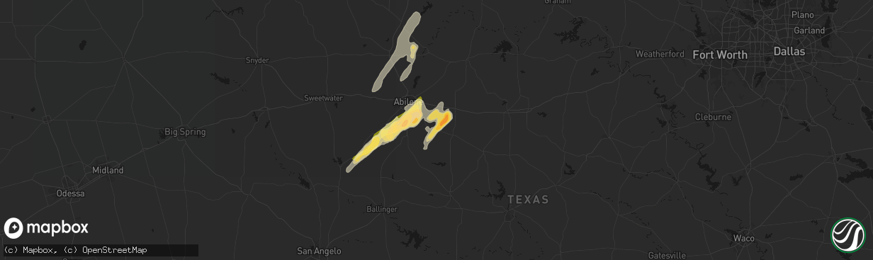 Hail map in Clyde, TX on March 10, 2026