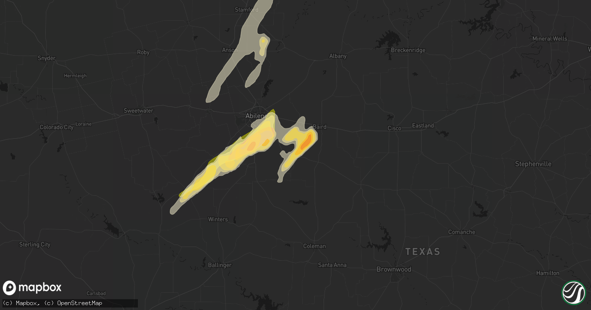 Hail map in Clyde, TX on March 10, 2026