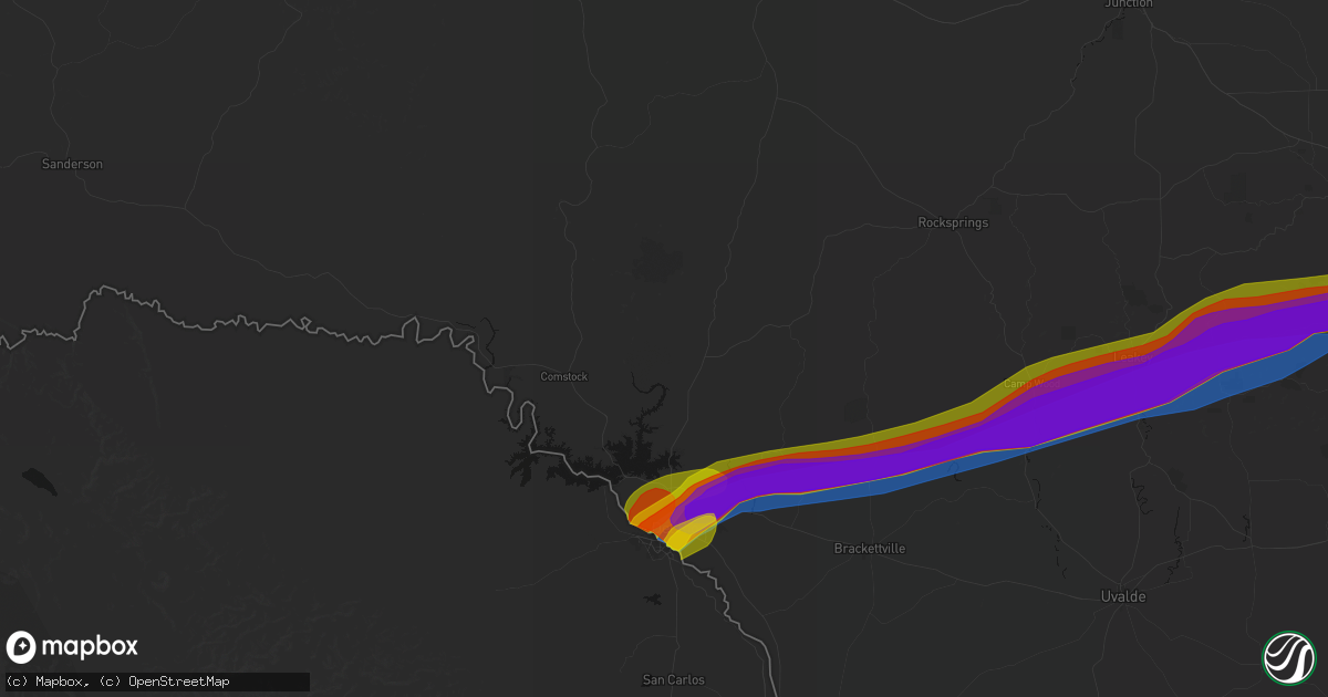 Hail map in Del Rio, TX on March 10, 2026