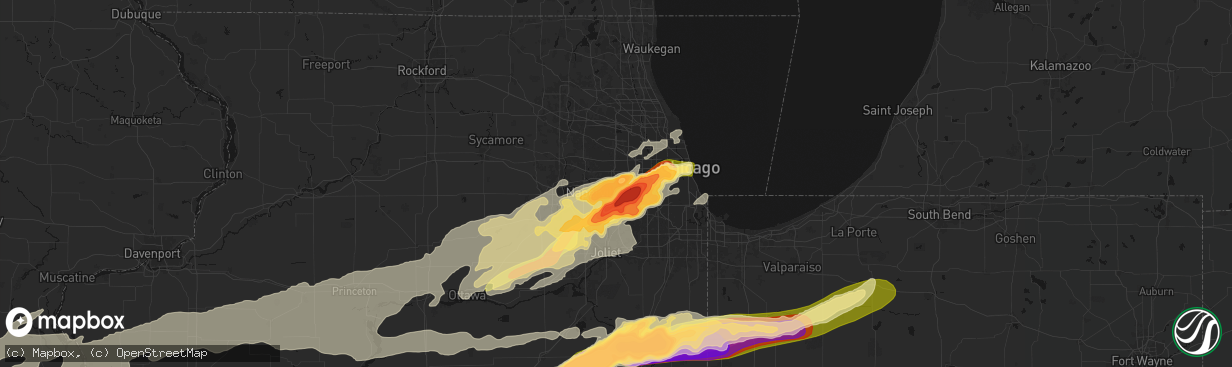 Hail map in Downers Grove, IL on March 10, 2026