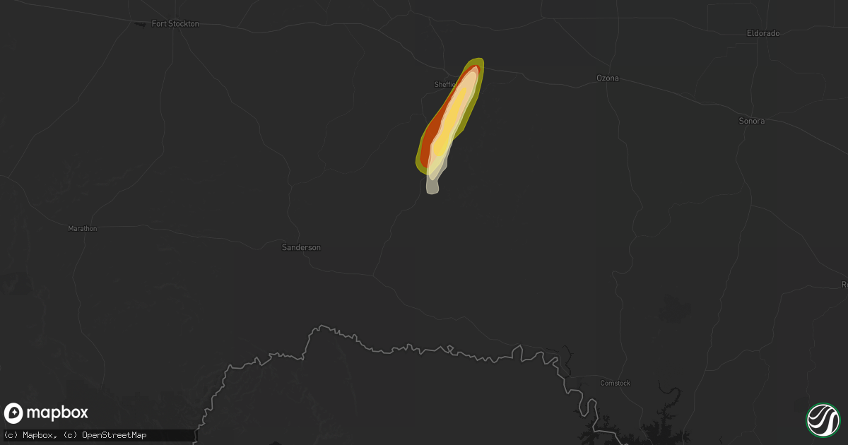 Hail map in Dryden, TX on March 10, 2026