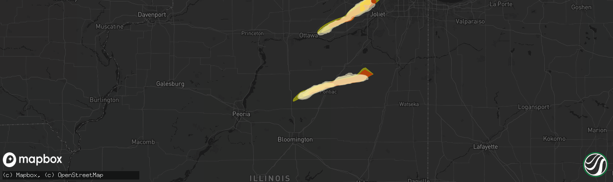 Hail map in Flanagan, IL on March 10, 2026