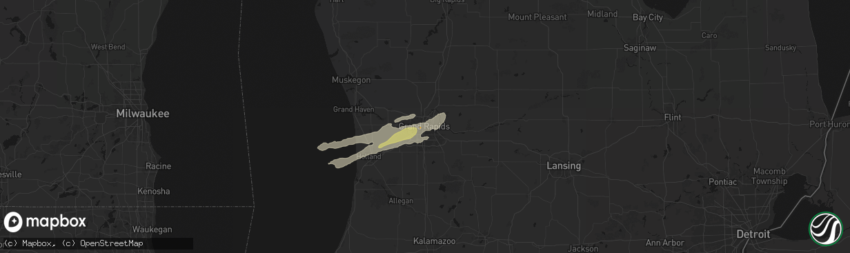 Hail map in Grand Rapids, MI on March 10, 2026