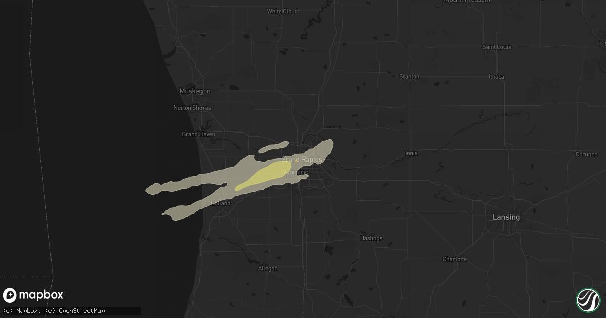 Hail map in Grand Rapids, MI on March 10, 2026