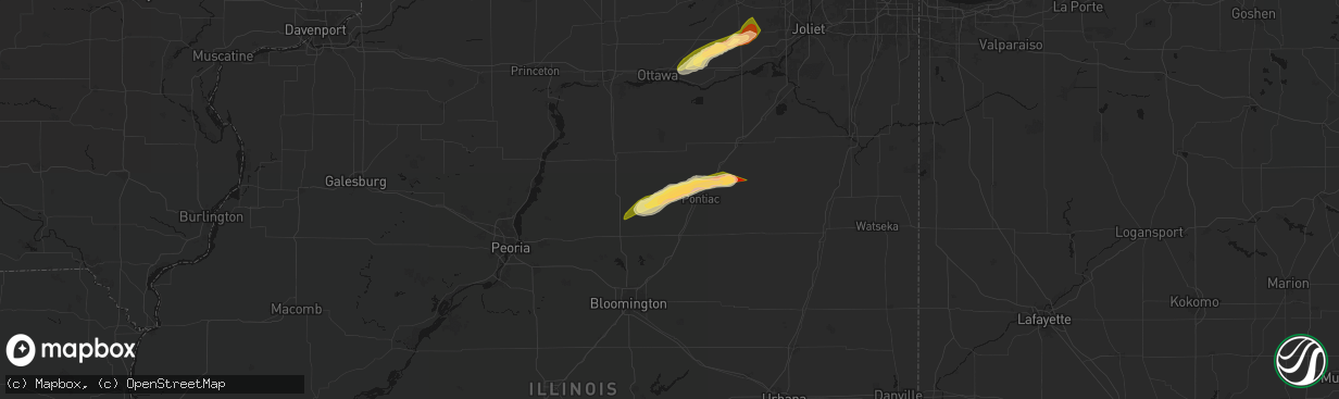 Hail map in Graymont, IL on March 10, 2026