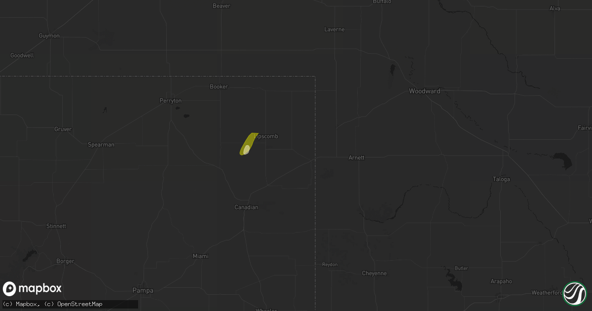 Hail map in Higgins, TX on March 10, 2026