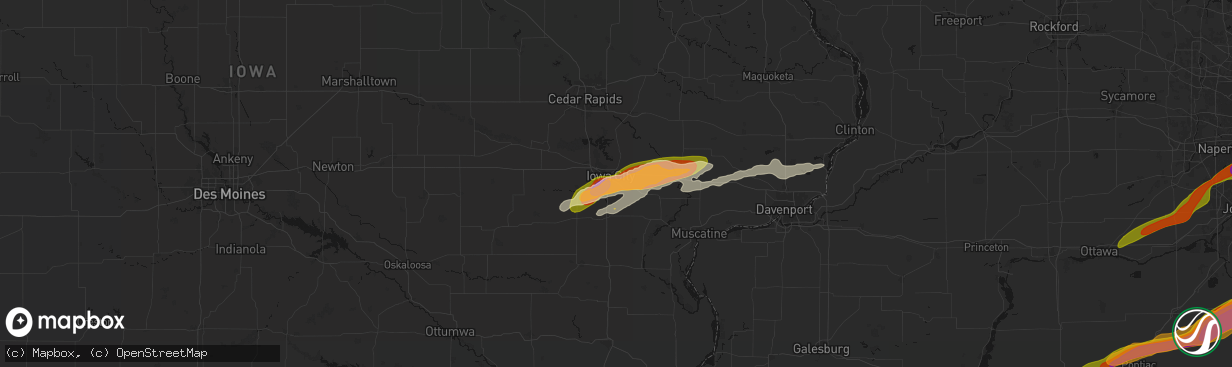 Hail map in Iowa City, IA on March 10, 2026