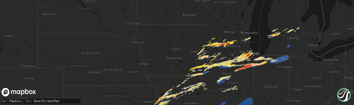 Hail map in Iowa on March 10, 2026