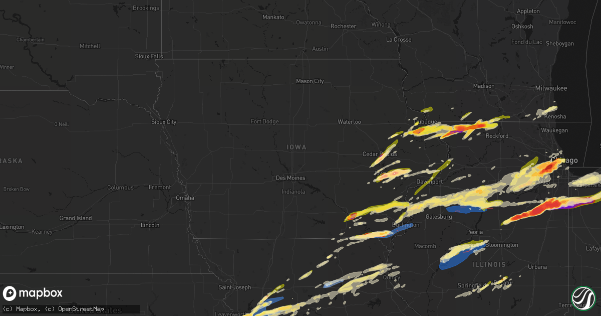 Hail map in Iowa on March 10, 2026