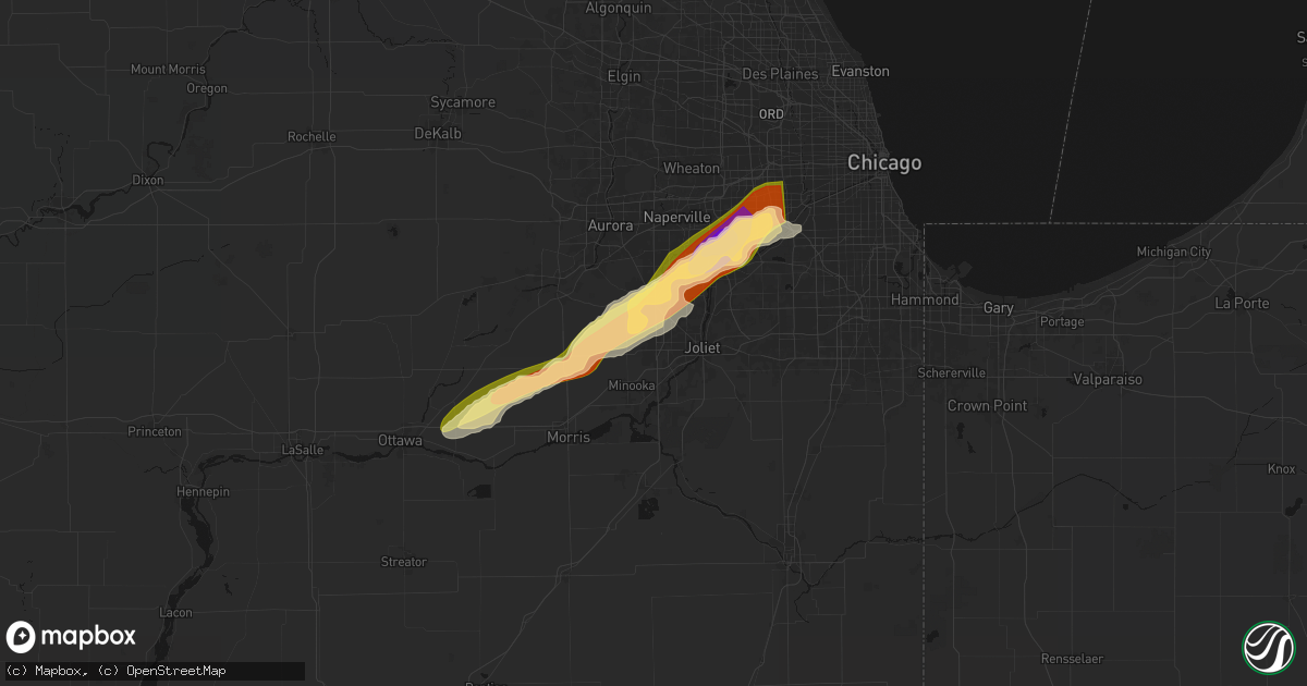 Hail map in Joliet, IL on March 10, 2026