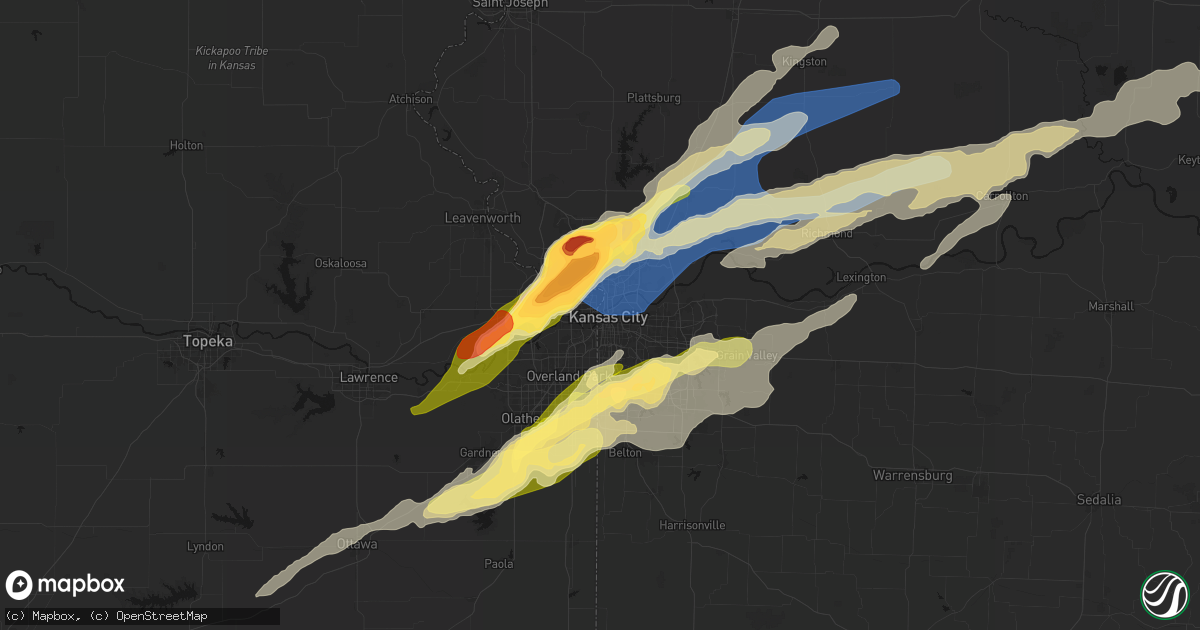 Hail map in Kansas City, MO on March 10, 2026