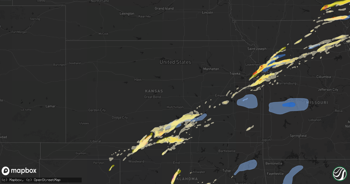 Hail map in Kansas on March 10, 2026