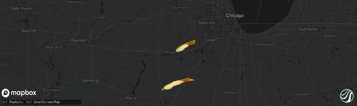 Hail map in Marseilles, IL on March 10, 2026