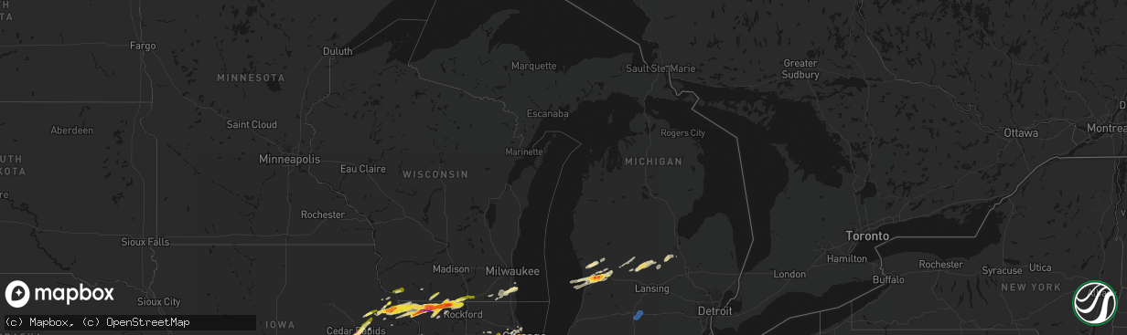 Hail map in Michigan on March 10, 2026