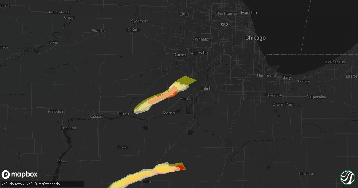Hail map in Minooka, IL on March 10, 2026