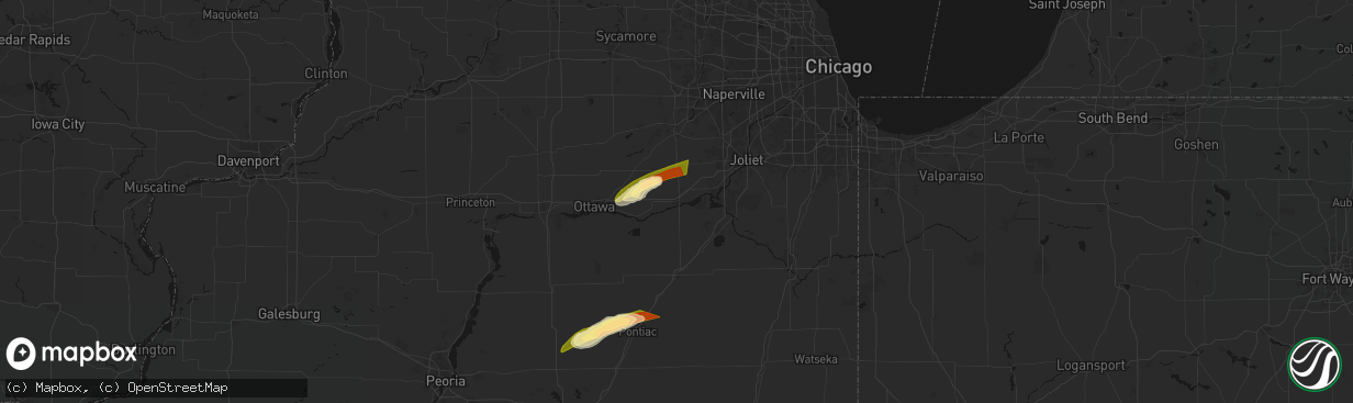 Hail map in Morris, IL on March 10, 2026