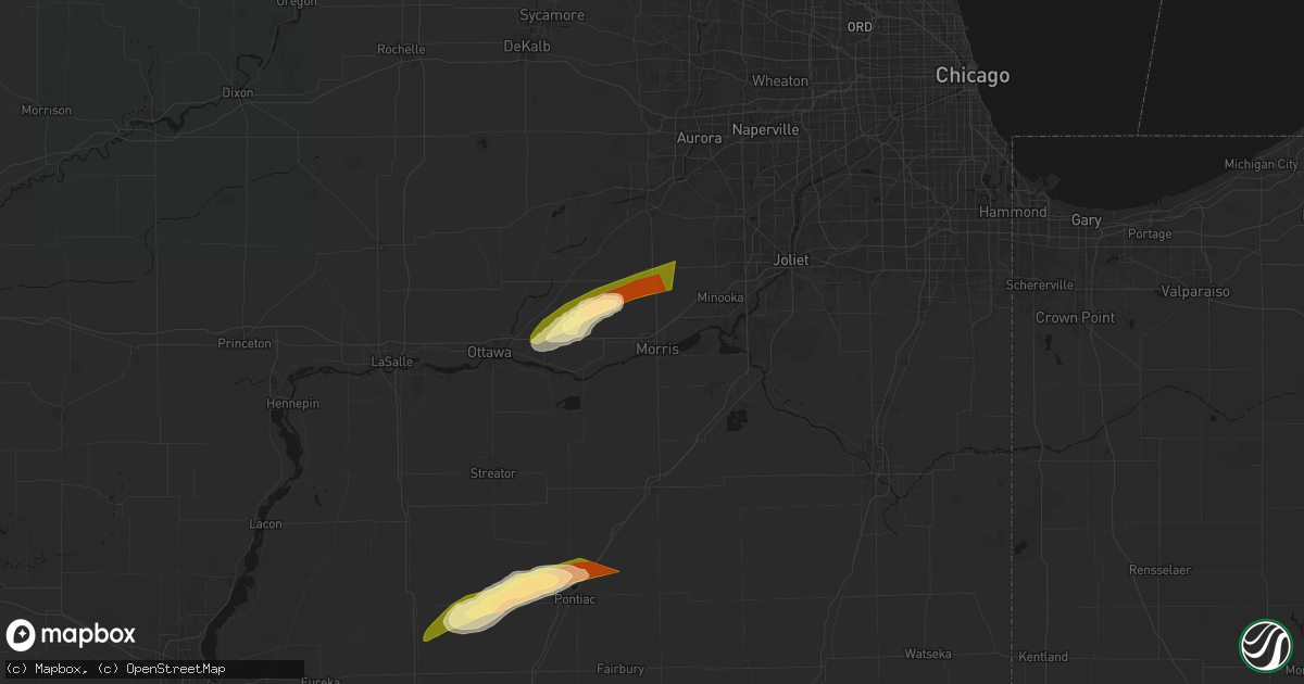 Hail map in Morris, IL on March 10, 2026