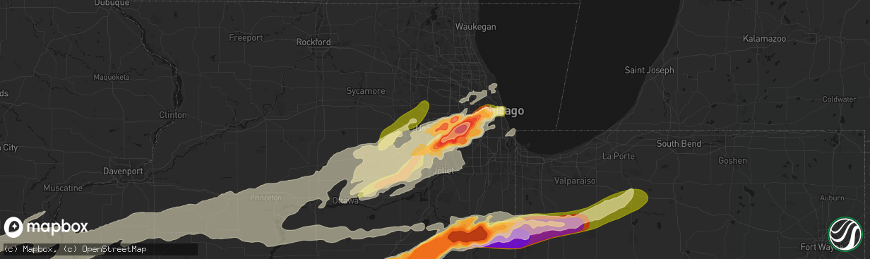 Hail map in Naperville, IL on March 10, 2026